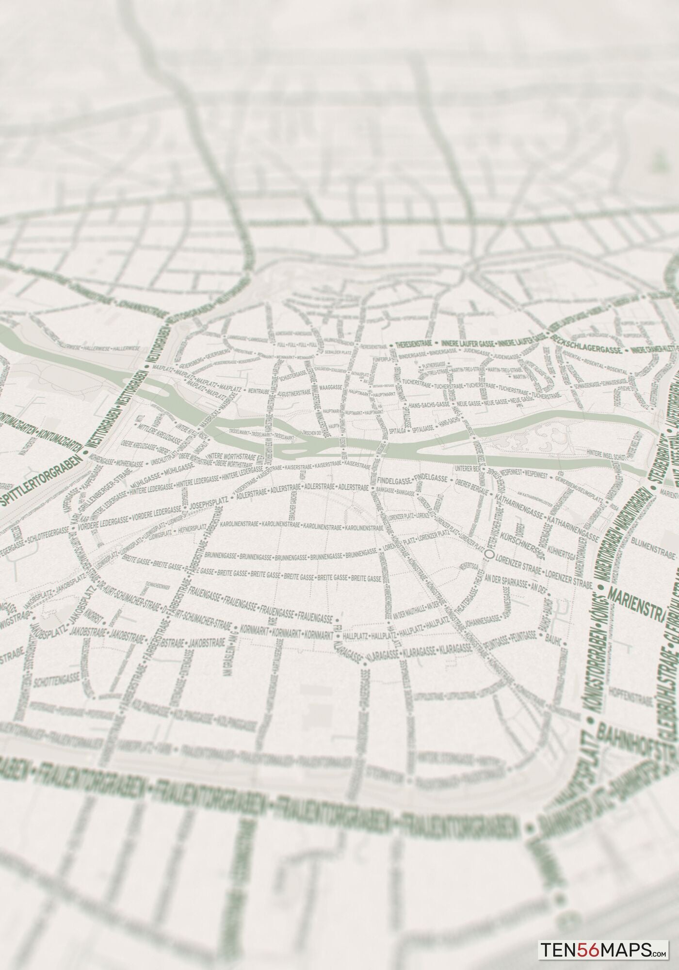 Closeup of print in Mint color scheme