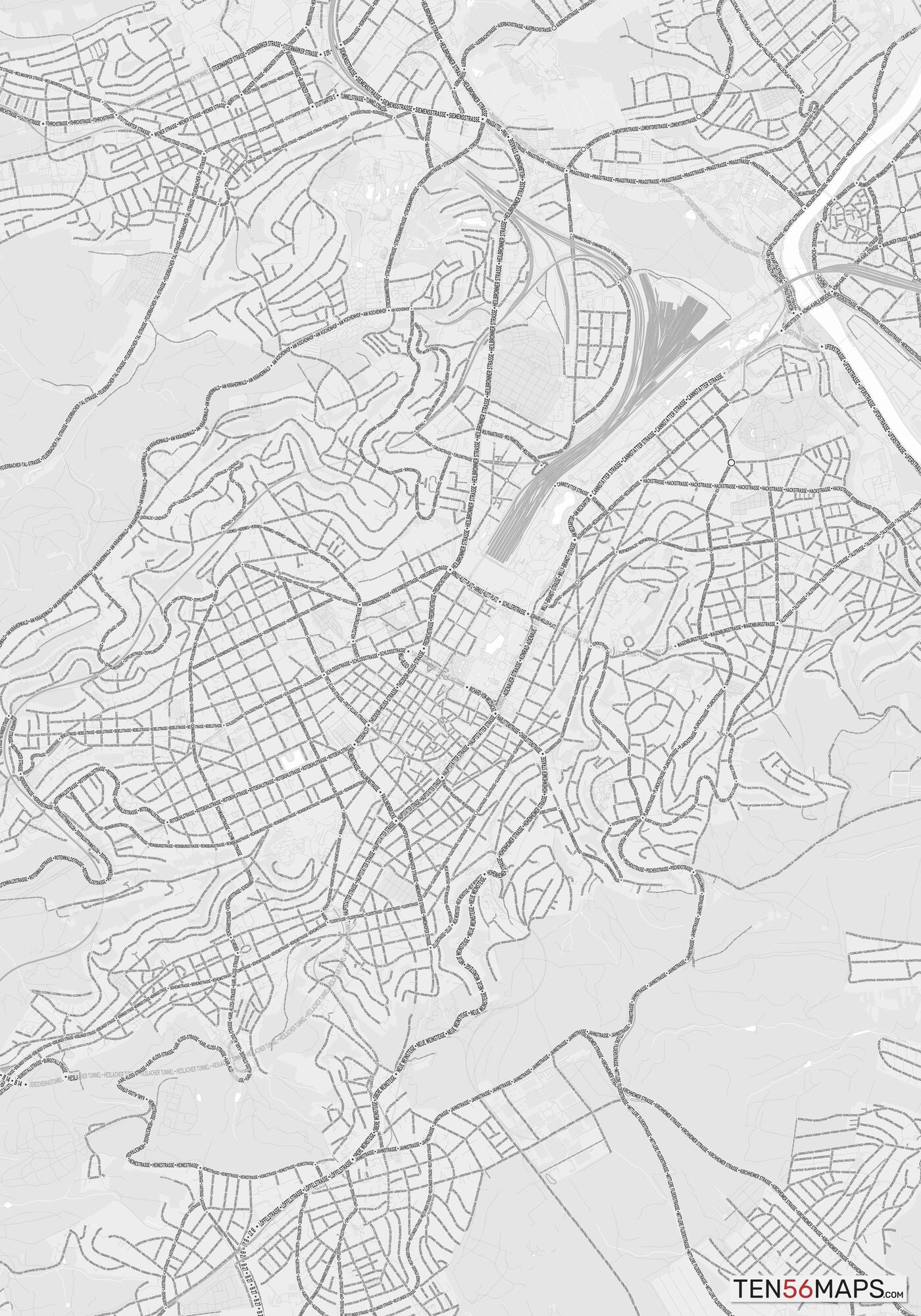 Color Variant Gray - Bright gray with mayor roads on dark gray background.