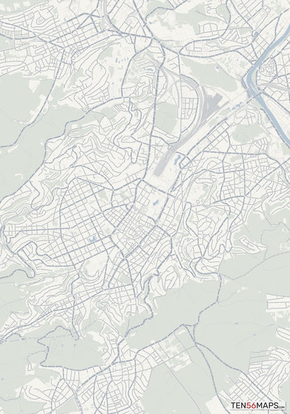 Color Variant Earth - Gray with water in blue, and forest in green.