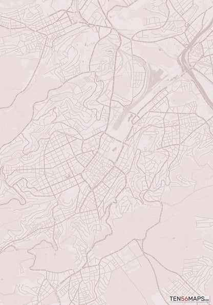 Color Variant Rose - Muted red roads and water.