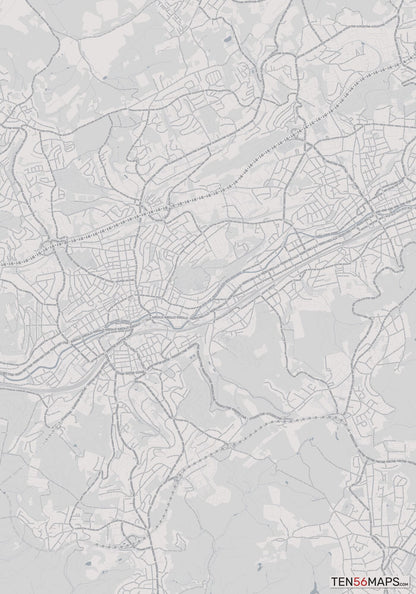 Color Variant Steel - Gray with water and major roads in muted blue.