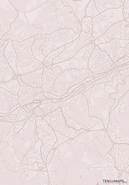 Color Variant Rose - Muted red roads and water.