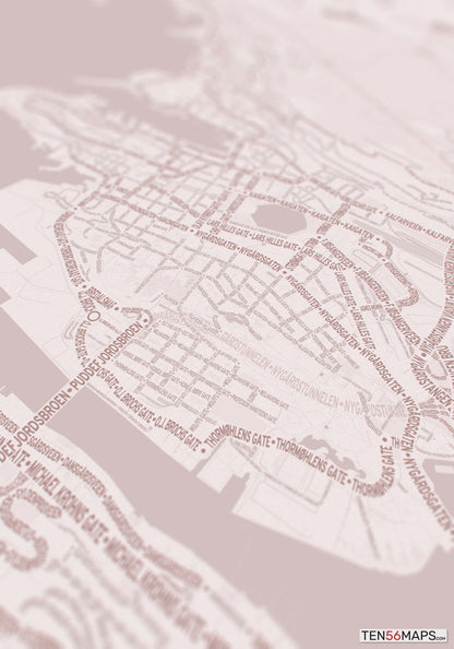Closeup of print in Rose color scheme