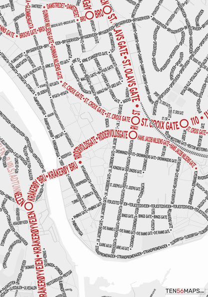 Closeup of map in Ruby color scheme.
