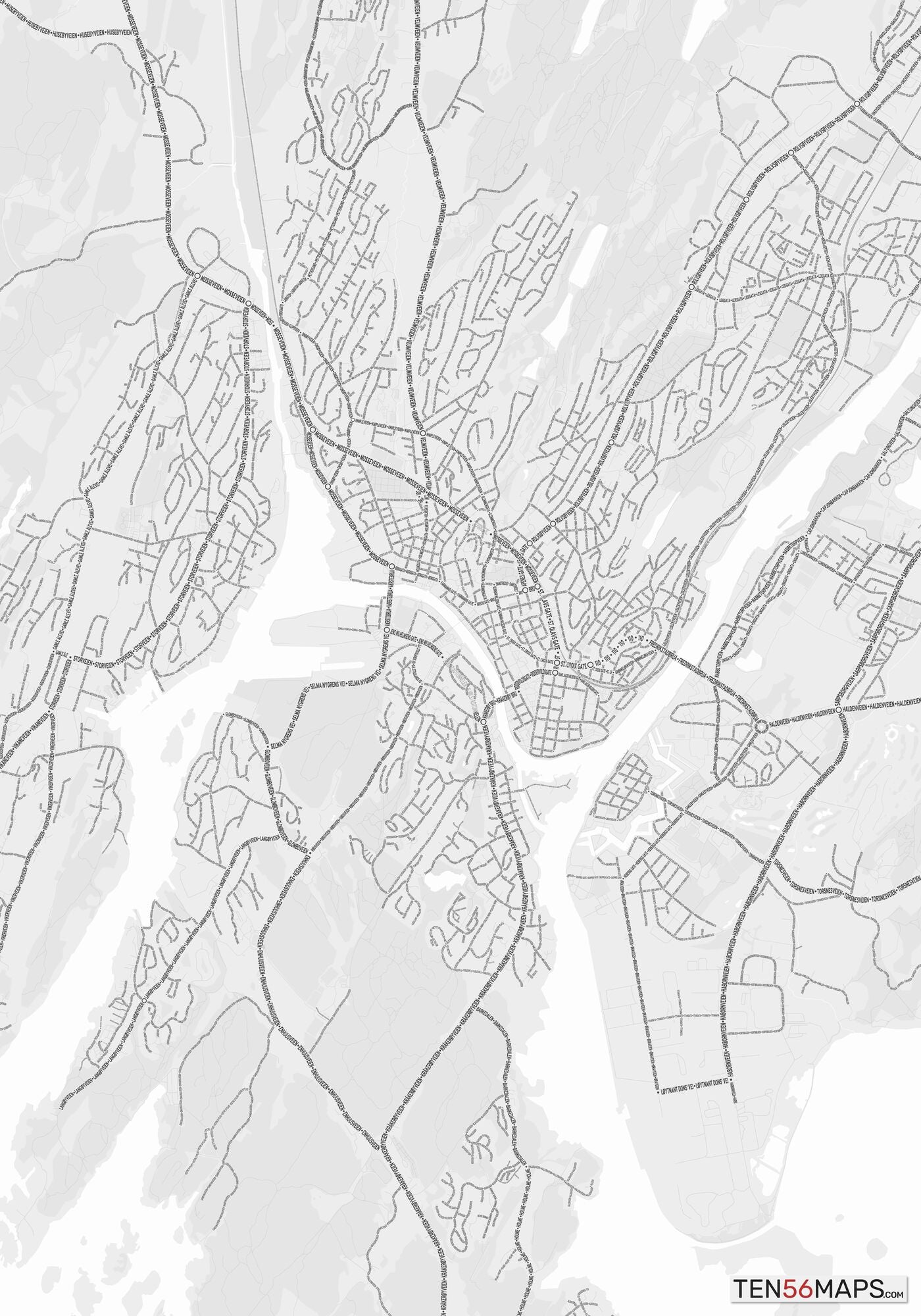 Color Variant Gray - Bright gray with mayor roads on dark gray background.