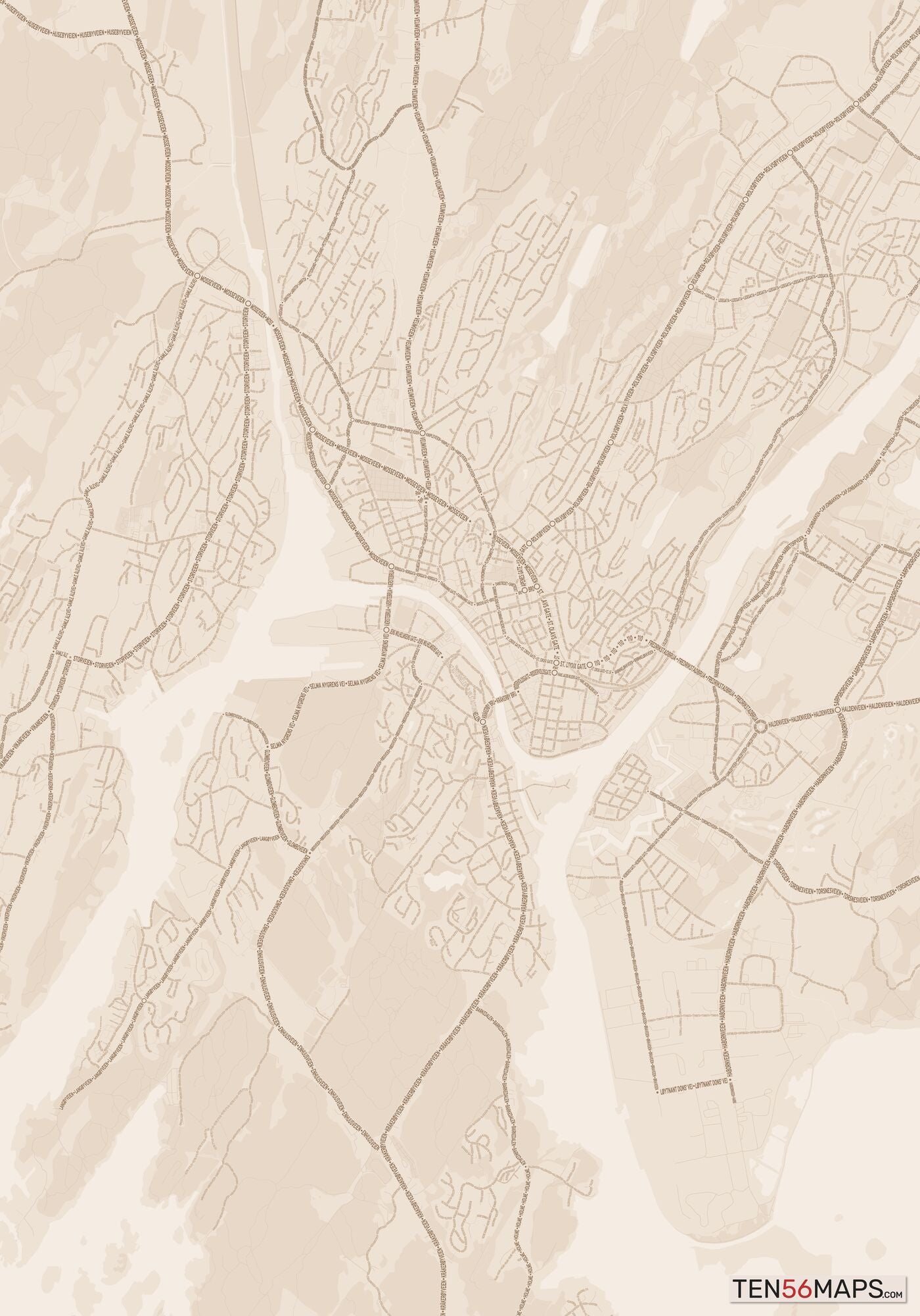 Color Variant Sand - All roads and water in a sand/beige color.