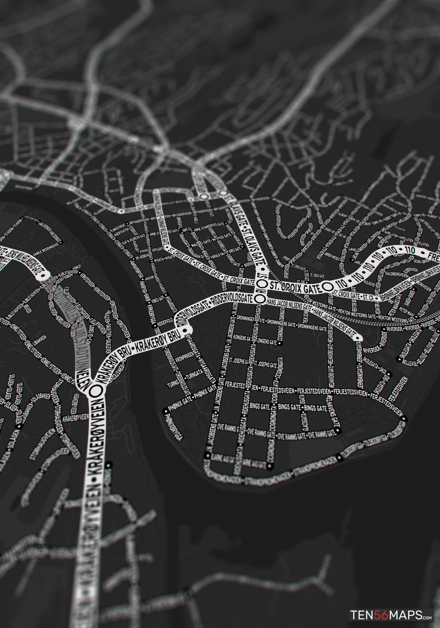 Closeup of print in Onyx color scheme