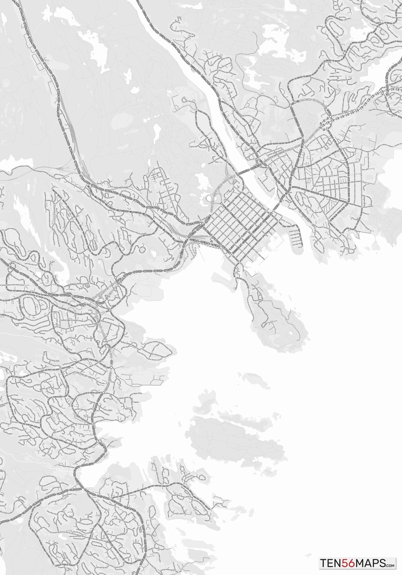 Color Variant Gray - Bright gray with mayor roads on dark gray background.