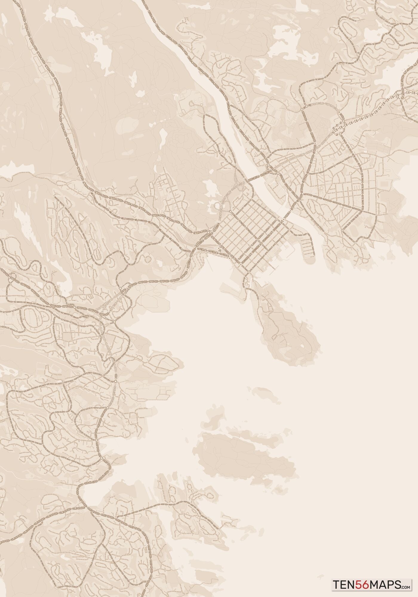 Color Variant Sand - All roads and water in a sand/beige color.