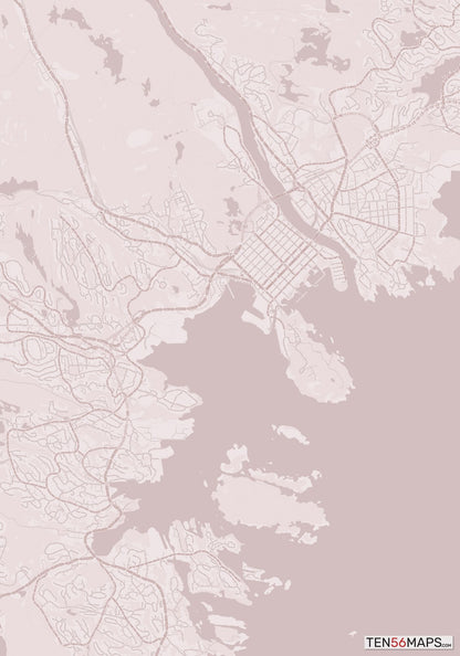 Color Variant Rose - Muted red roads and water.