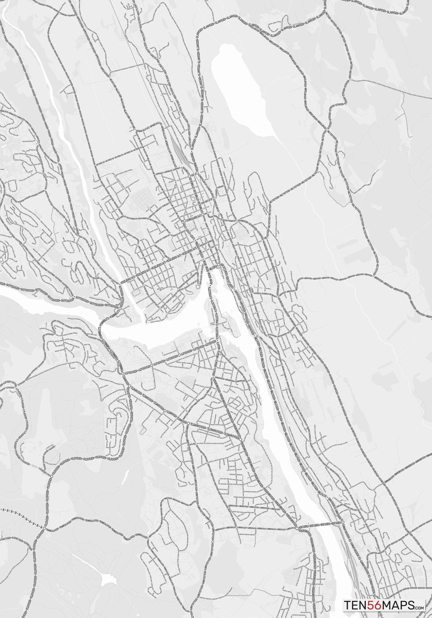 Color Variant Gray - Bright gray with mayor roads on dark gray background.