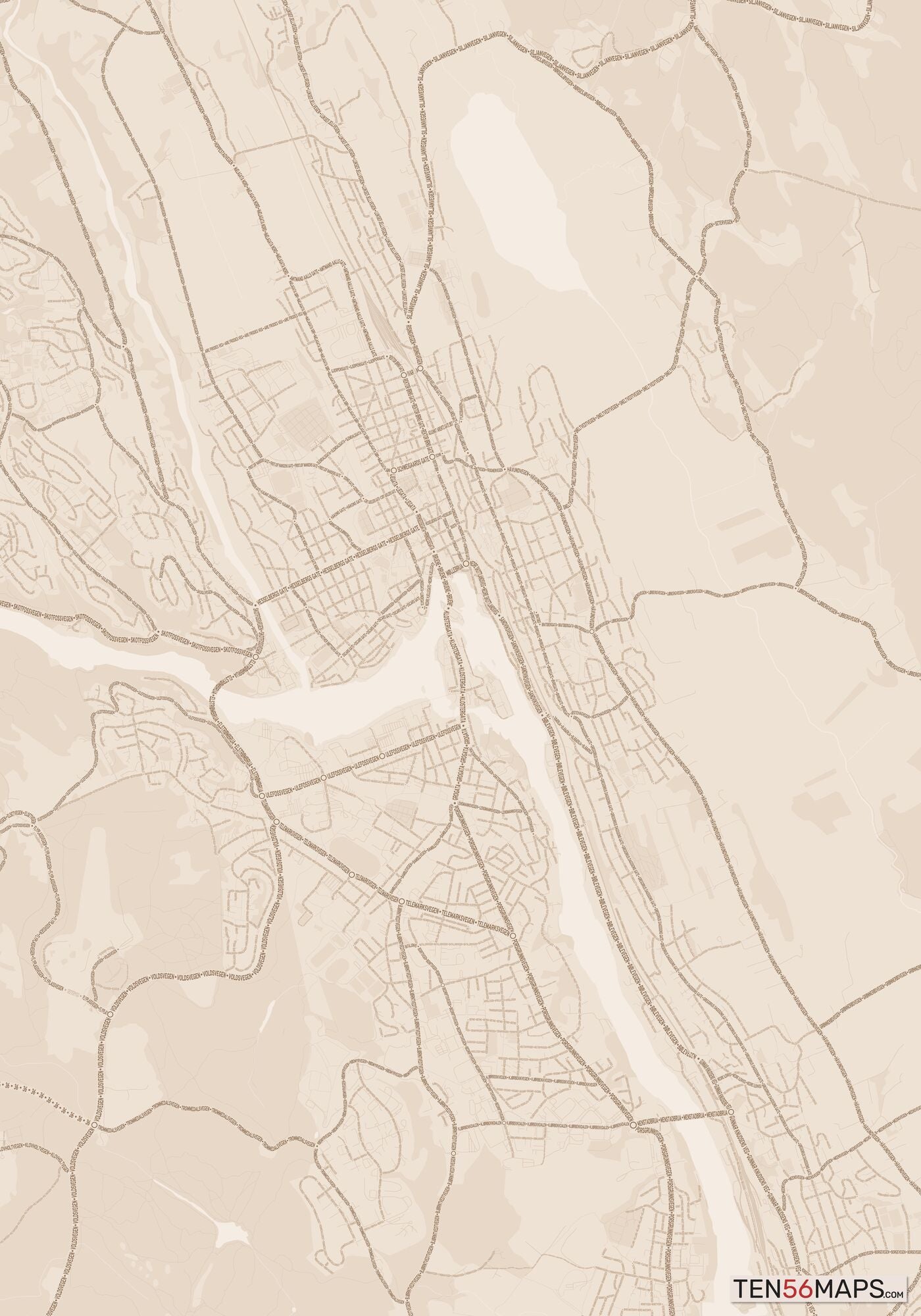 Color Variant Sand - All roads and water in a sand/beige color.