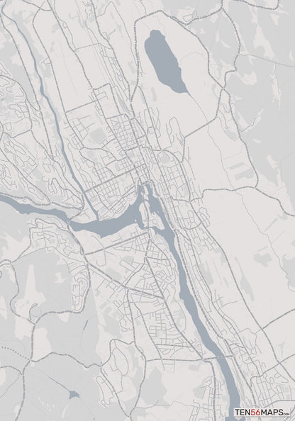 Color Variant Steel - Gray with water and major roads in muted blue.