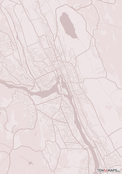 Color Variant Rose - Muted red roads and water.