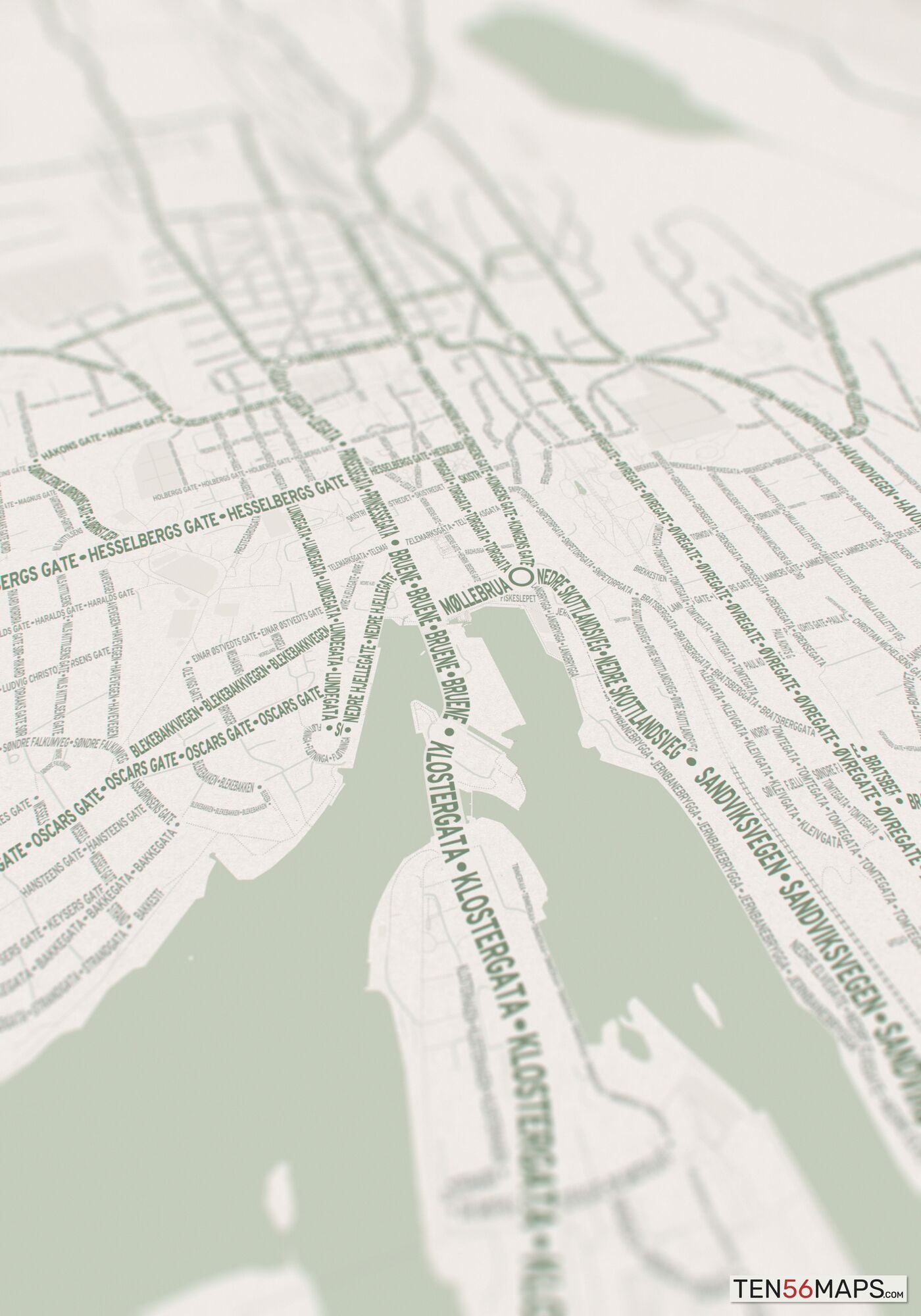 Closeup of print in Mint color scheme