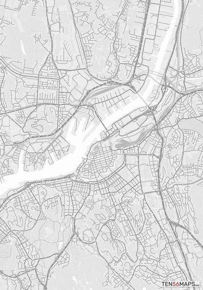 Color Variant Gray - Bright gray with mayor roads on dark gray background.