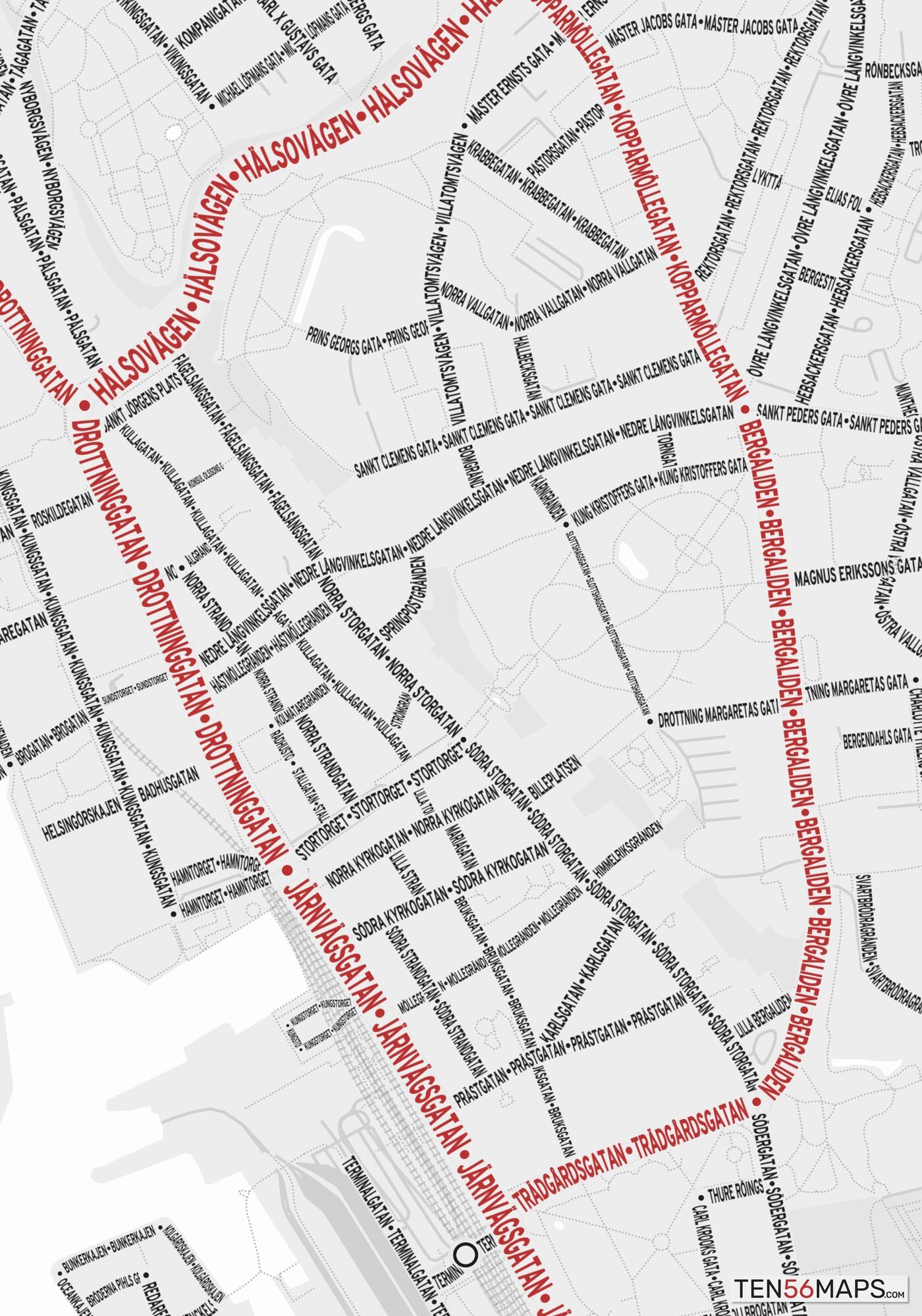 Closeup of map in Ruby color scheme.