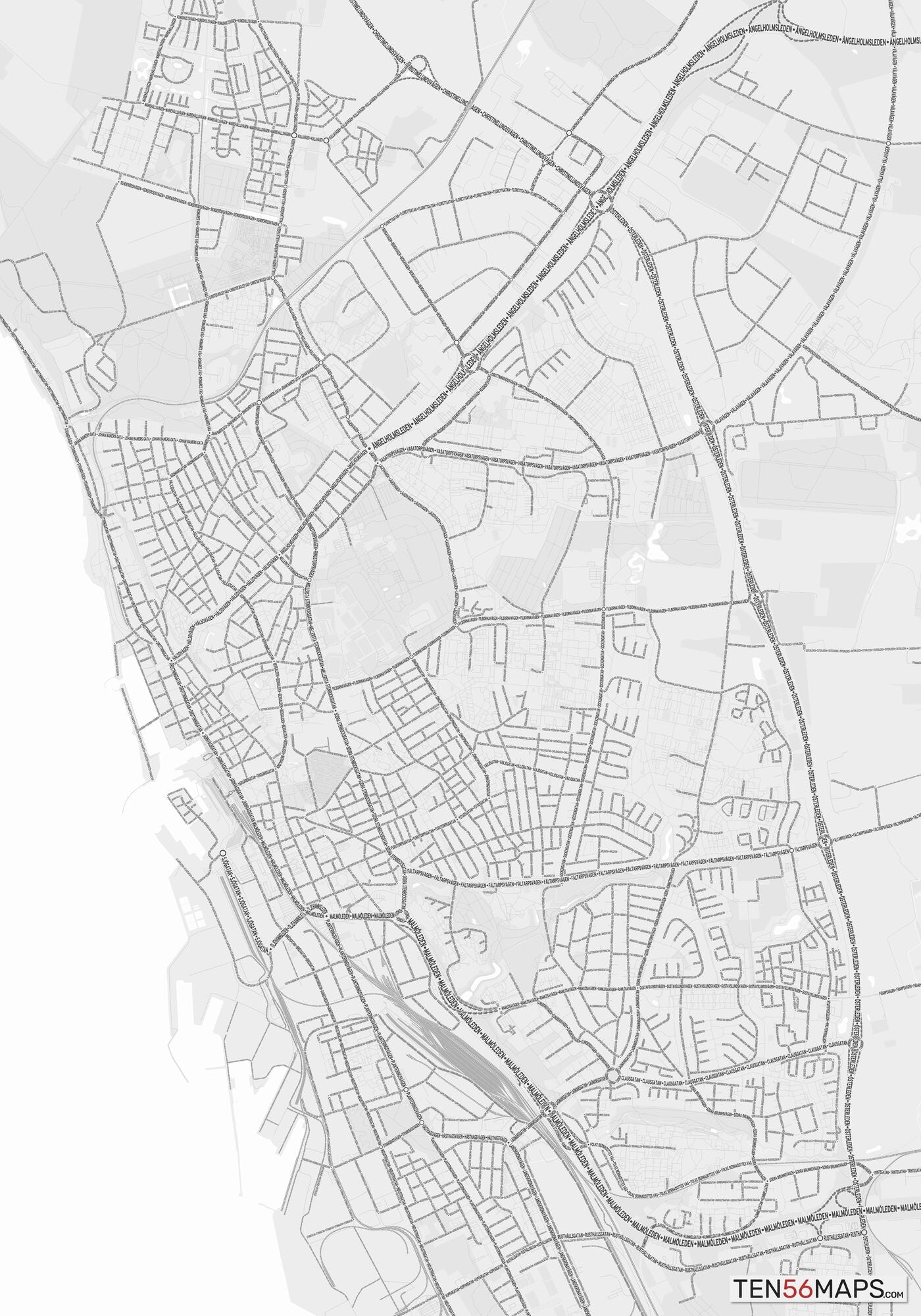 Color Variant Gray - Bright gray with mayor roads on dark gray background.