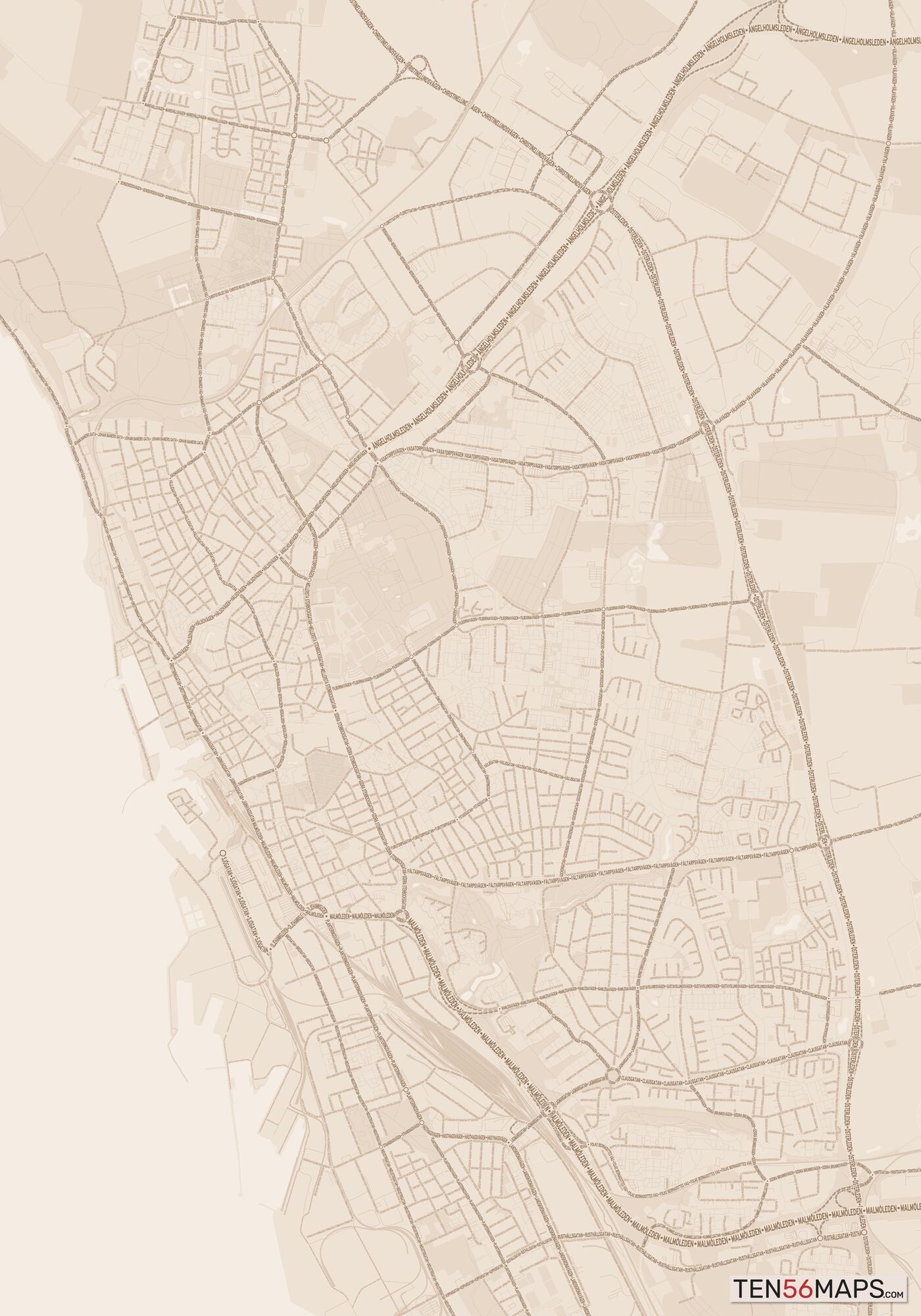 Color Variant Sand - All roads and water in a sand/beige color.
