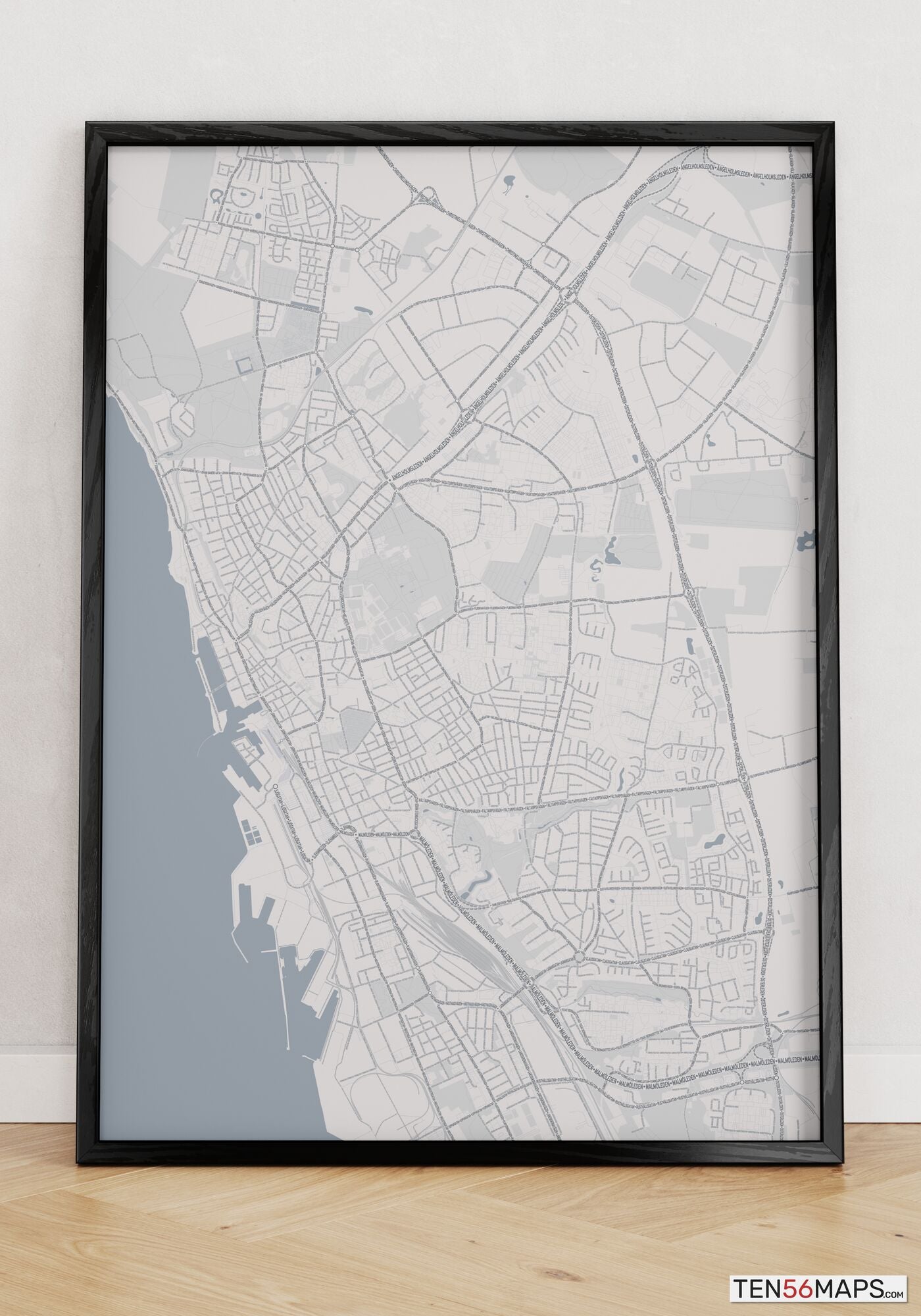 Poster standing on floor in Steel color scheme