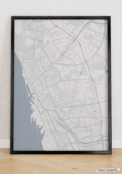 Poster standing on floor in Steel color scheme