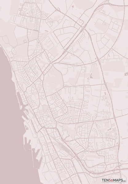 Color Variant Rose - Muted red roads and water.