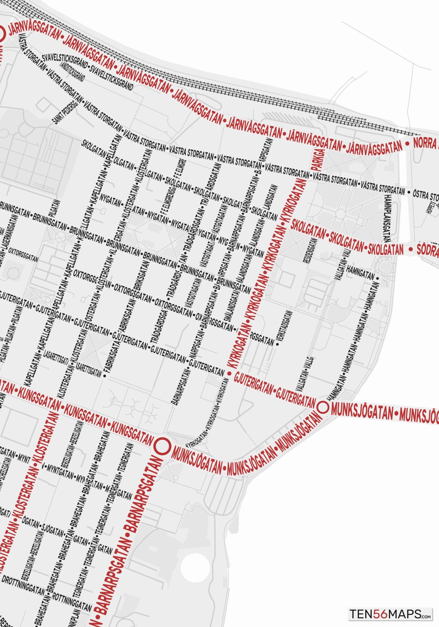 Closeup of map in Ruby color scheme.