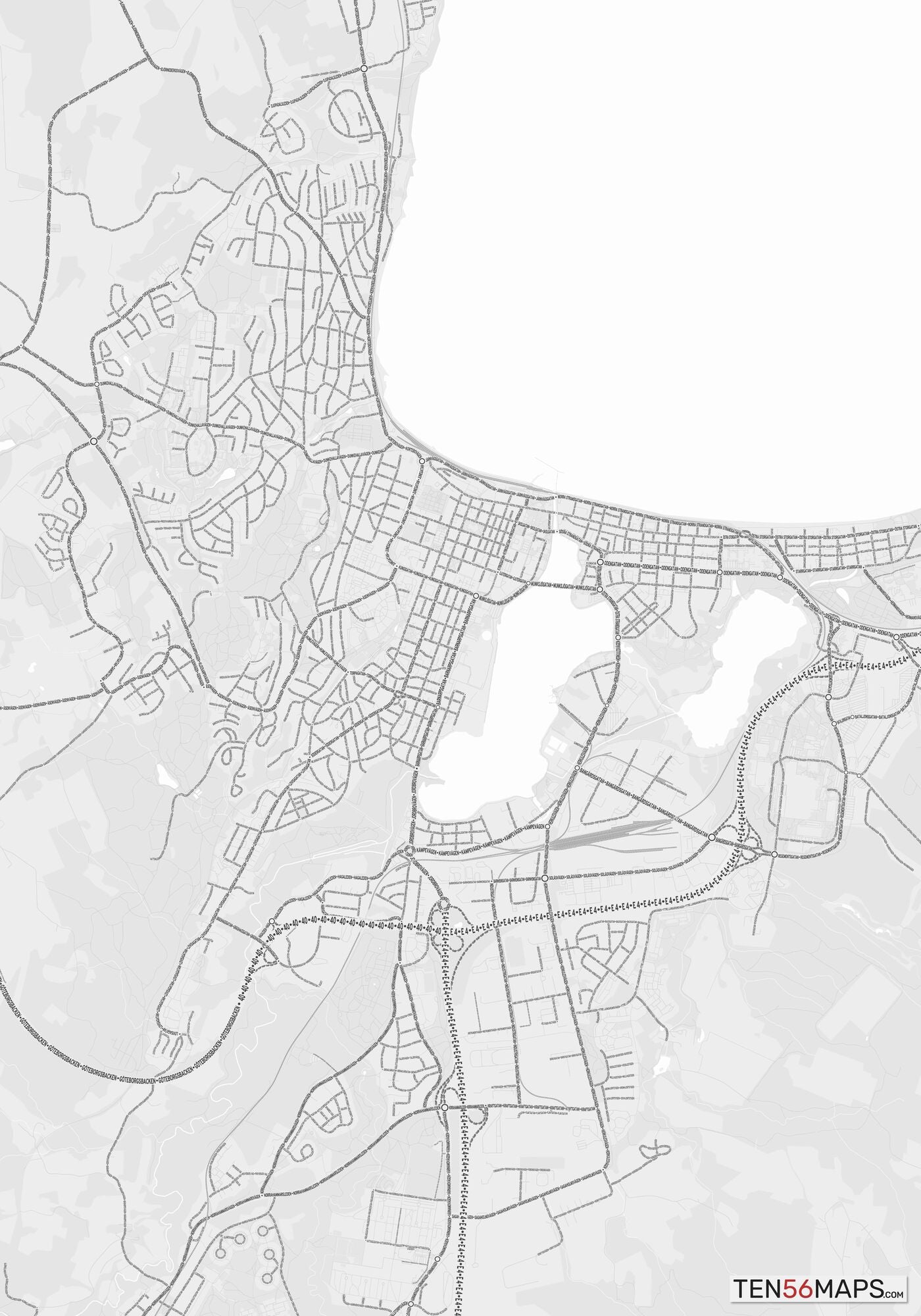 Color Variant Gray - Bright gray with mayor roads on dark gray background.