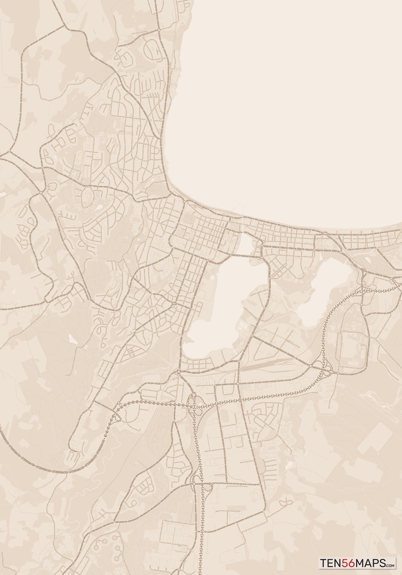 Color Variant Sand - All roads and water in a sand/beige color.