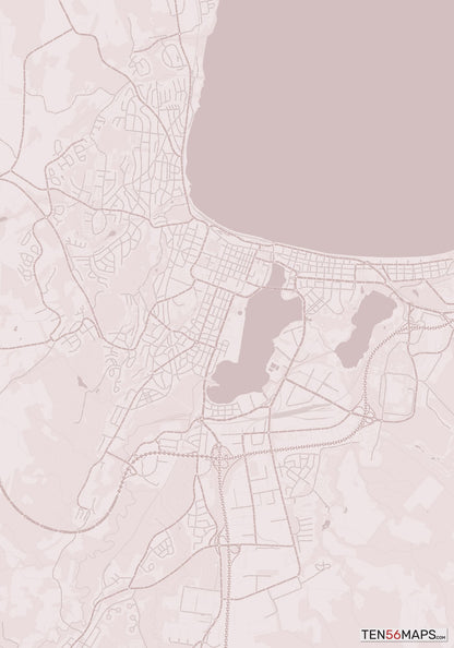 Color Variant Rose - Muted red roads and water.