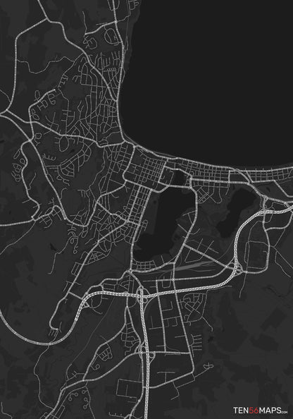 Color Variant Ruby - Dark grey with major roads highlighted in white.