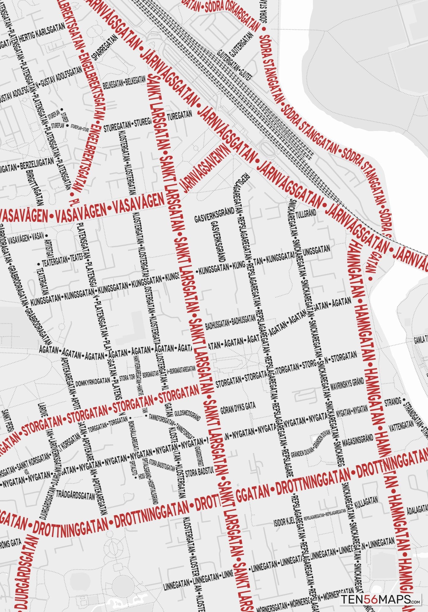 Closeup of map in Ruby color scheme.