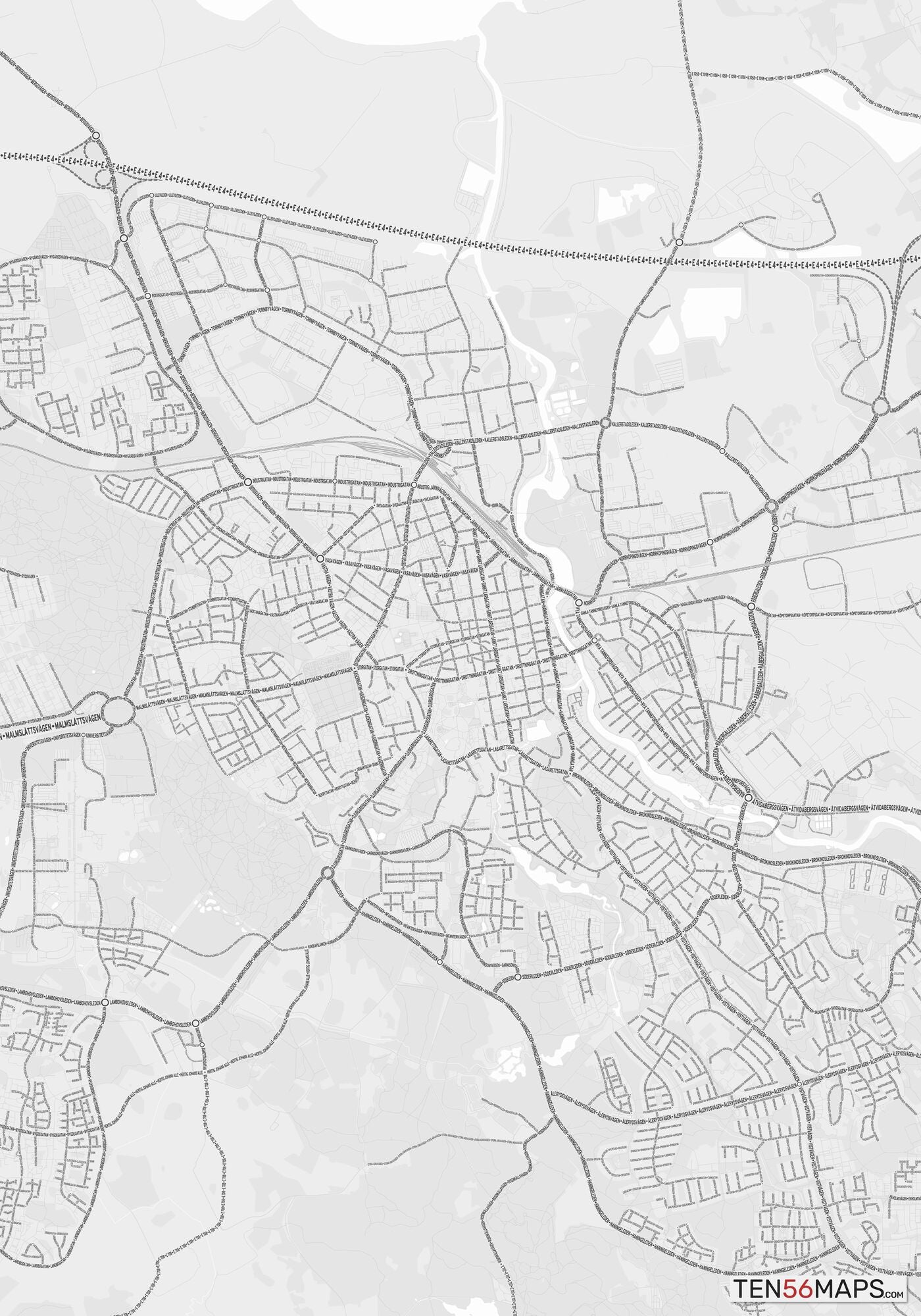 Color Variant Gray - Bright gray with mayor roads on dark gray background.