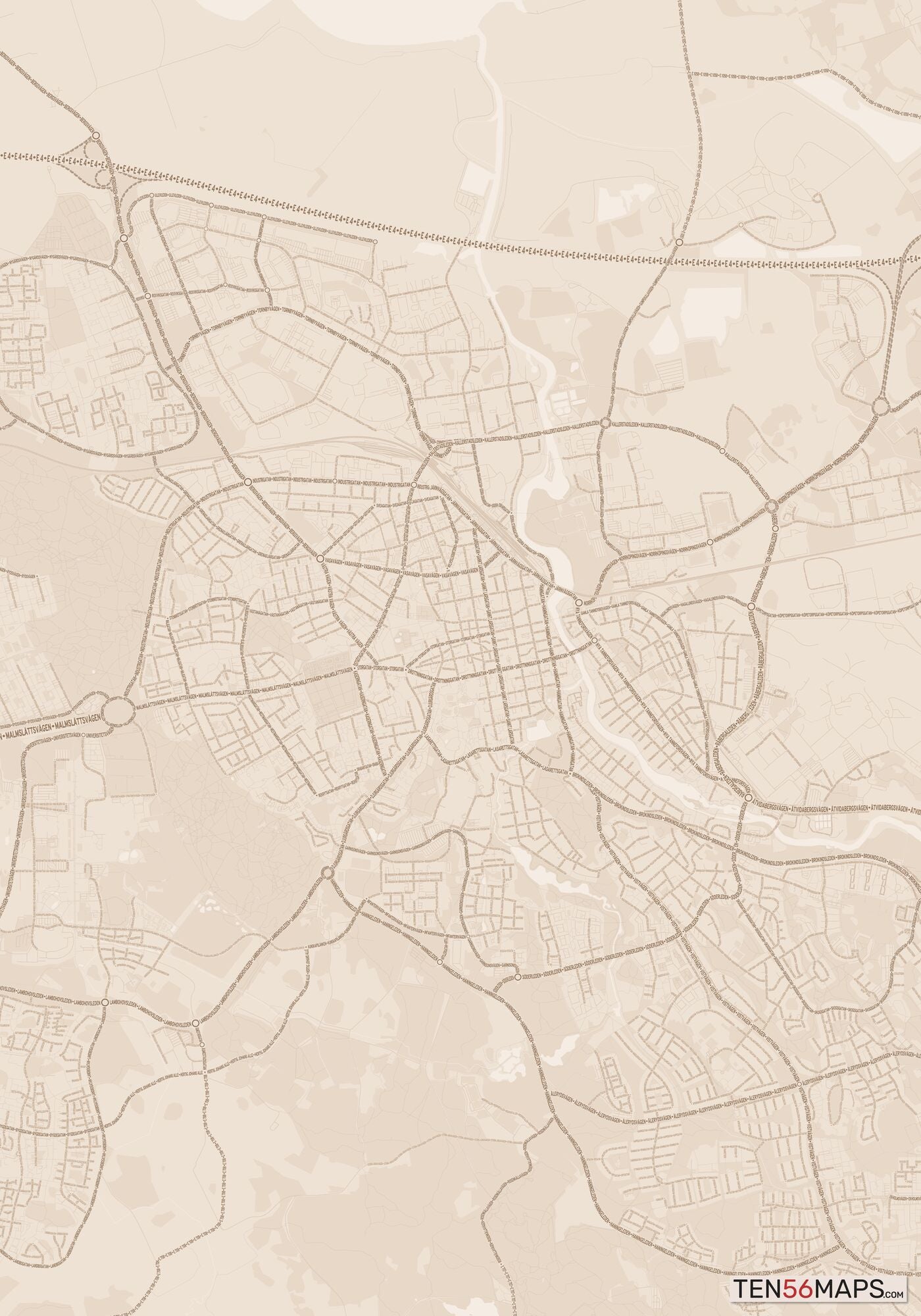 Color Variant Sand - All roads and water in a sand/beige color.