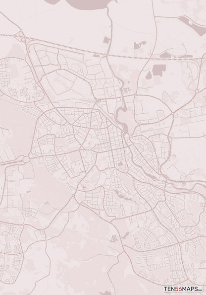 Color Variant Rose - Muted red roads and water.