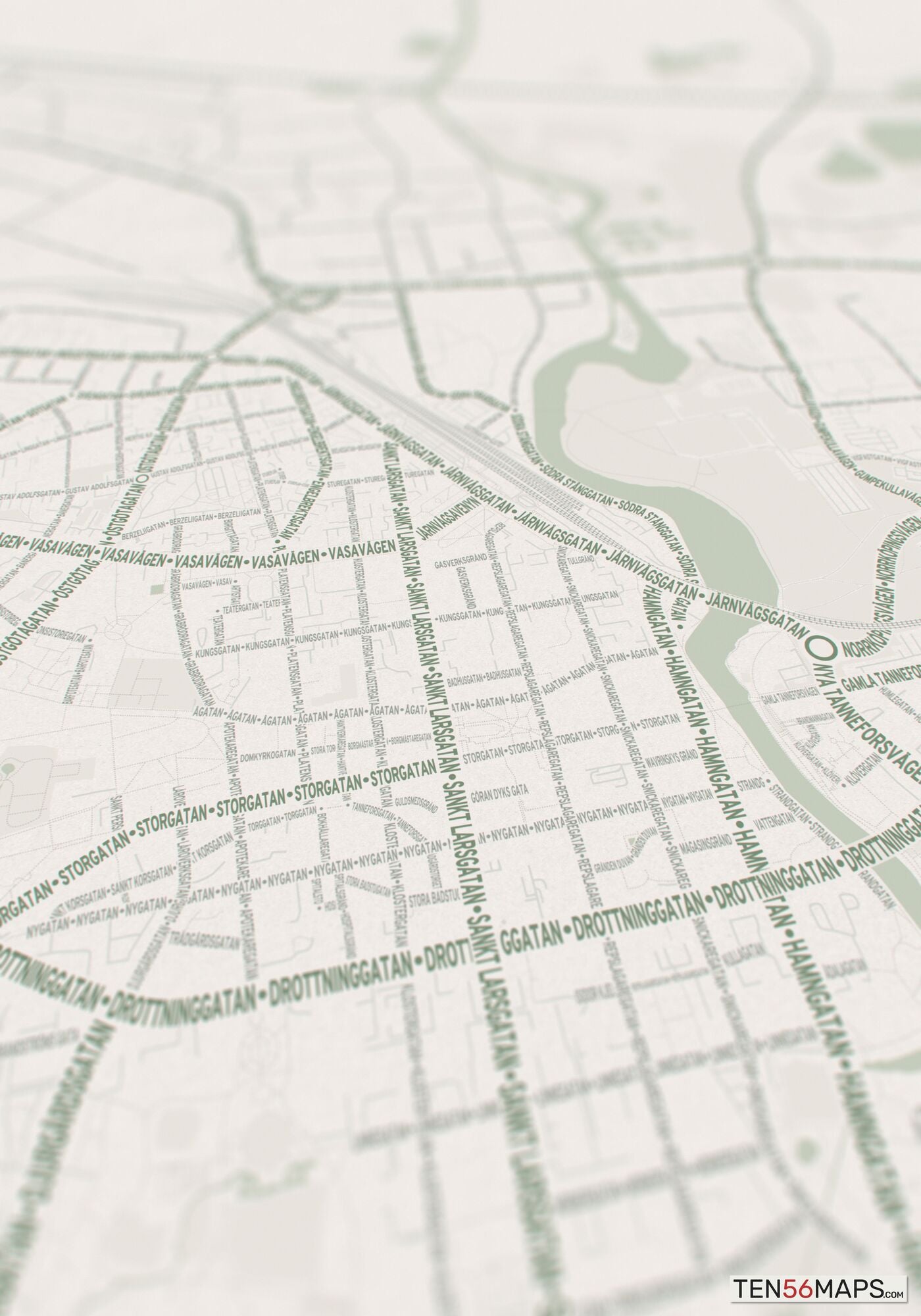 Closeup of print in Mint color scheme
