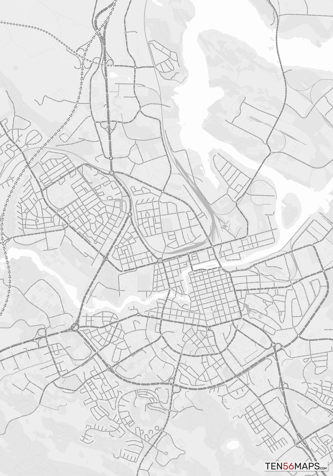 Color Variant Gray - Bright gray with mayor roads on dark gray background.