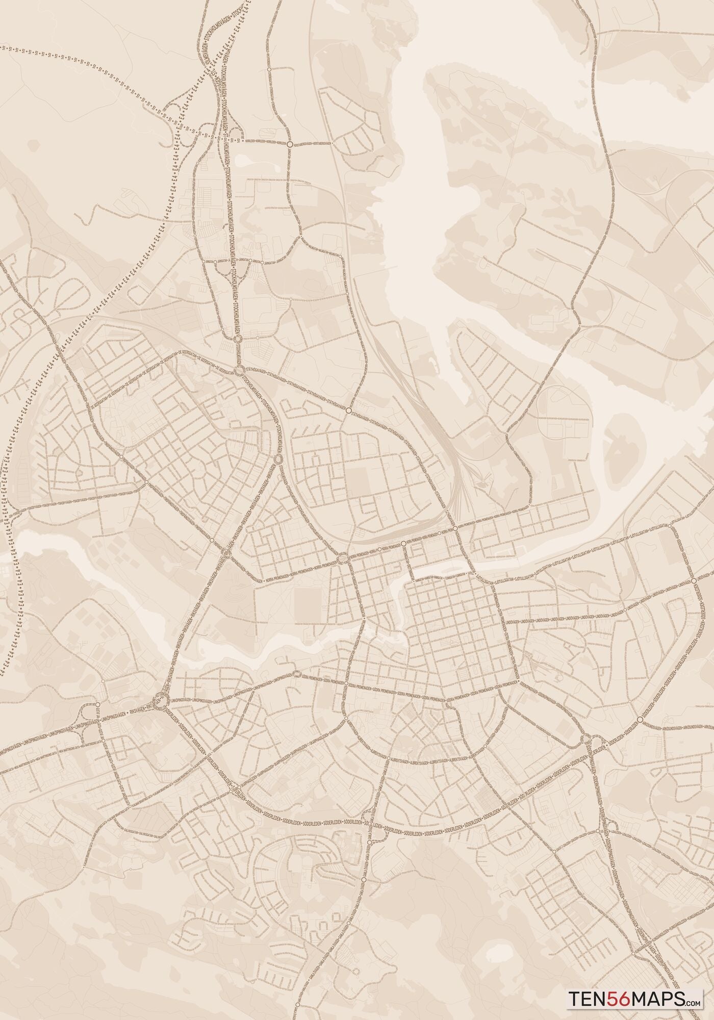 Color Variant Sand - All roads and water in a sand/beige color.