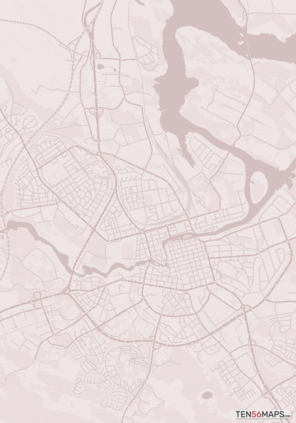 Color Variant Rose - Muted red roads and water.