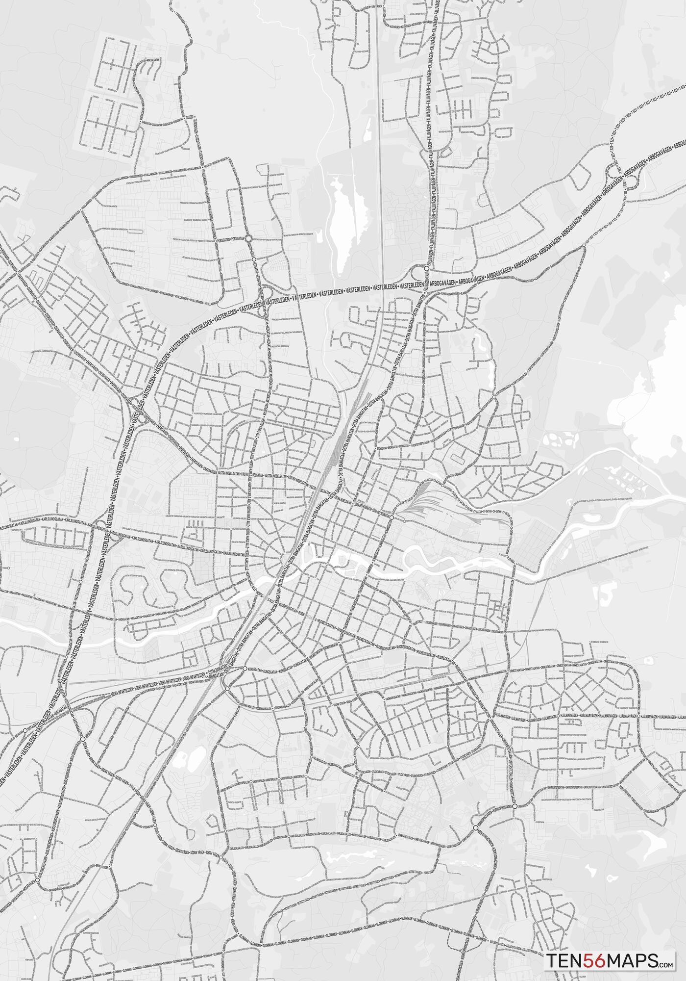 Color Variant Gray - Bright gray with mayor roads on dark gray background.