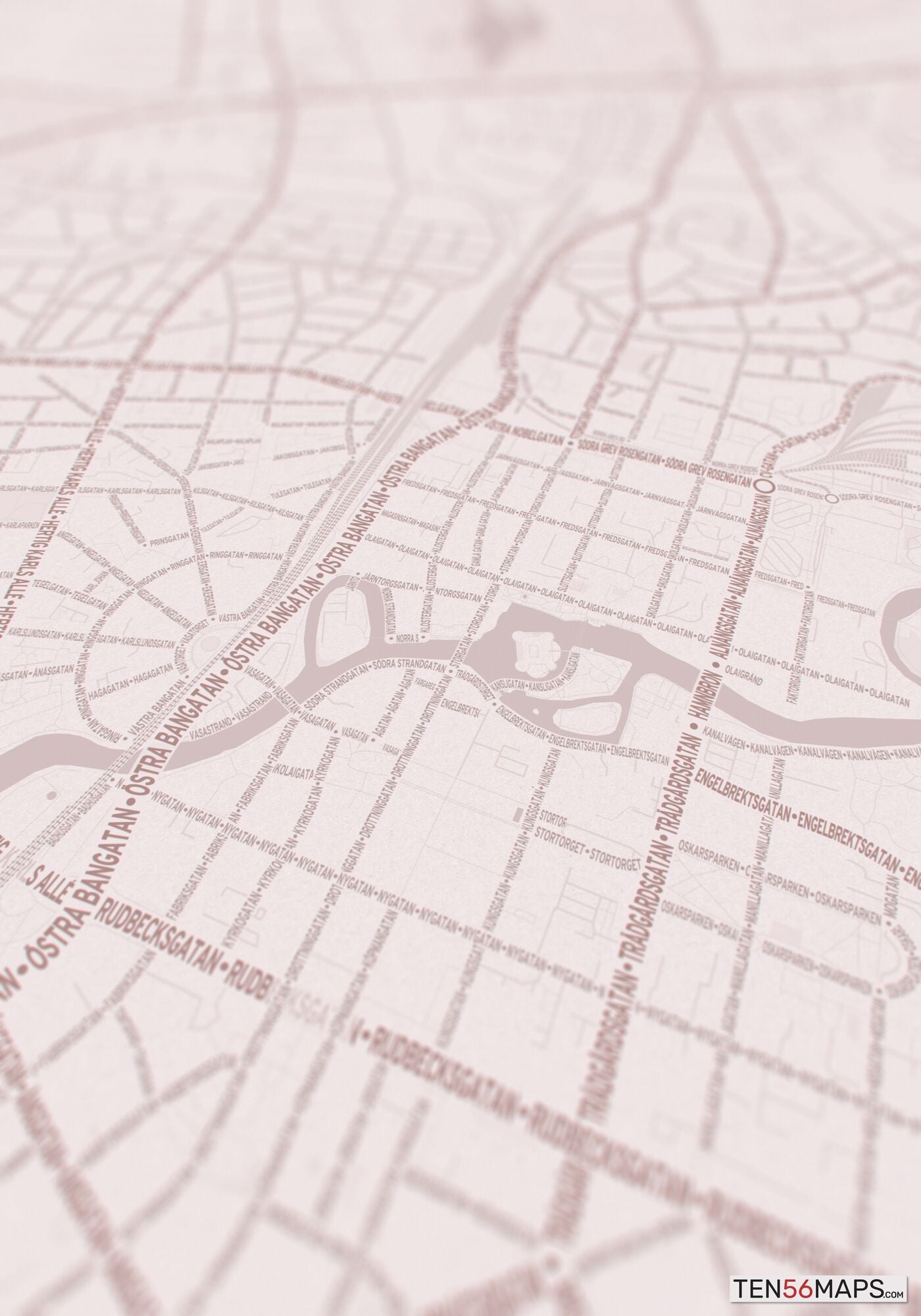 Closeup of print in Rose color scheme