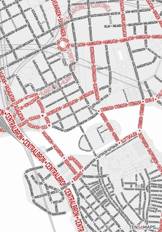 Stockholm, Sweden, TextMap Poster – TEN56MAPS
