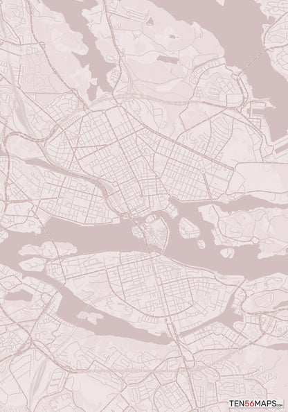 Color Variant Rose - Muted red roads and water.