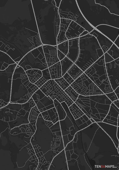 Color Variant Ruby - Dark grey with major roads highlighted in white.