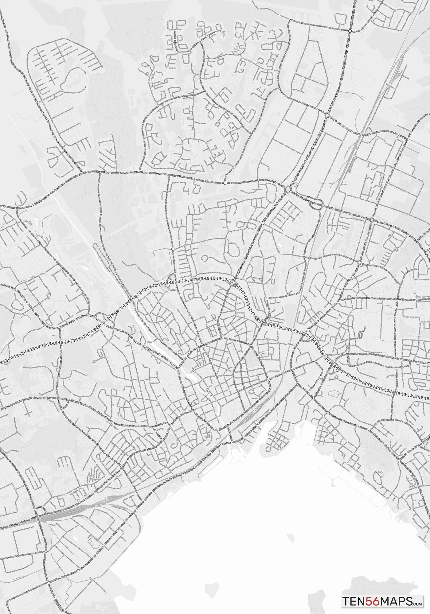 Color Variant Gray - Bright gray with mayor roads on dark gray background.