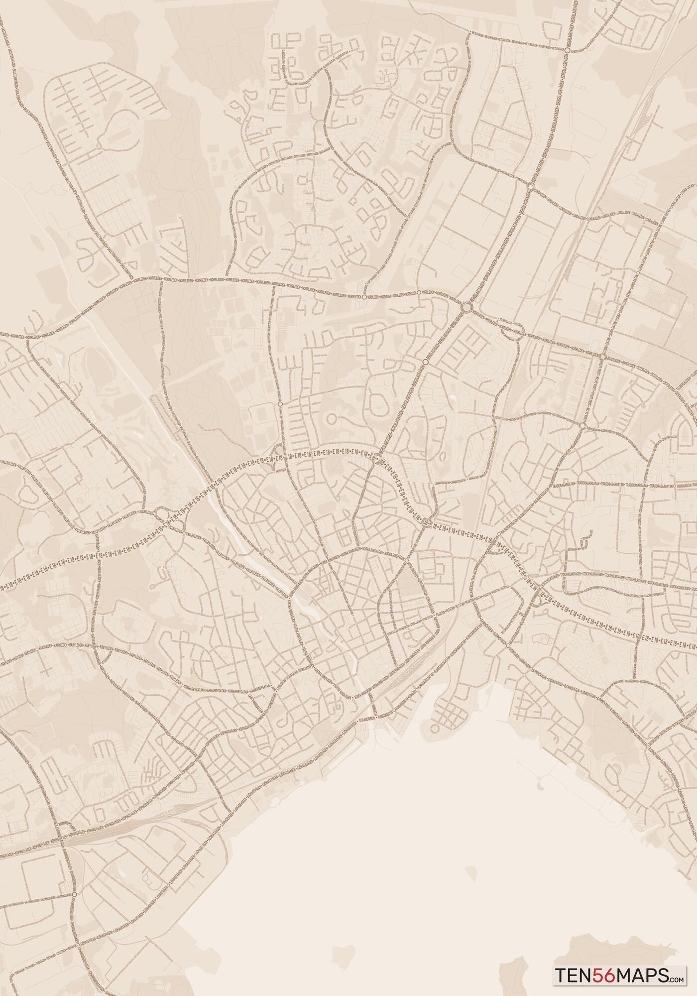 Color Variant Sand - All roads and water in a sand/beige color.