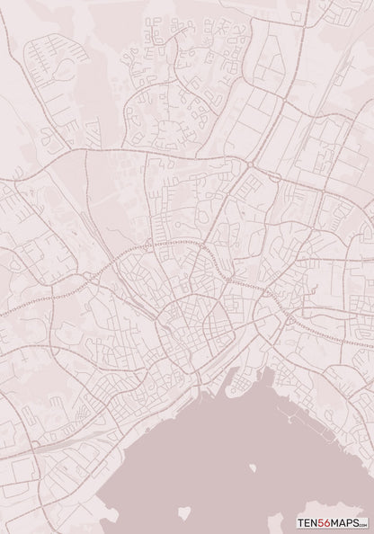 Color Variant Rose - Muted red roads and water.